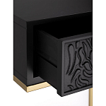 Приставной столик с резным узором на выдвижном ящике Black Table Carved Pattern варинант исполнения - 3 | Loft Concept в Новосибирске