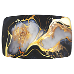 Обеденный стол с прямоугольной черно-золотой столешницей из стекла на 4-х металлических ножках Gold and Black Marble варинант исполнения - 2 | Loft Concept в Новосибирске