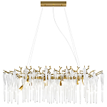 Люстра подвесная прямоугольная с бронзовыми акцентами и прозрачными стеклянными каплями Droplet Chandelier варинант исполнения - 1 | Loft Concept в Новосибирске