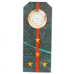 Часы погон ВС подарочные настольные из натурального камня Змеевик Military Clock варинант исполнения - 10 | Loft Concept в Новосибирске