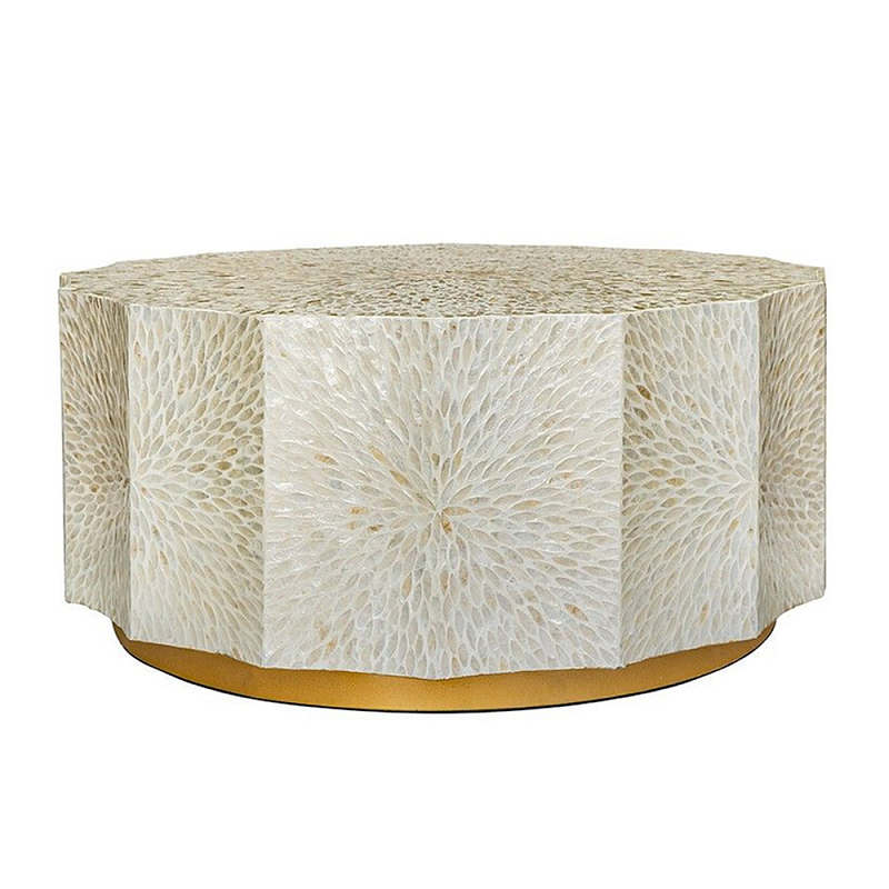 Стол кофейный с отделкой раковинами устриц Coastal Charm Бежевый в Новосибирске | Loft Concept 