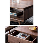 Кофейный стол из дерева с ящиком и нишей для хранения Coffee Walnut Table варинант исполнения - 4 | Loft Concept в Новосибирске