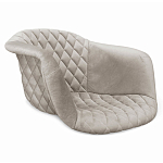 Барный стул со спинкой и мягкой обивкой с ромбами на 4-х деревянных ножках Бежевый Велюр Ava Charm варинант исполнения - 2 | Loft Concept в Новосибирске