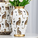 Ваза белая овальная с рисунком леопардов и золотыми акцентами LEOPARD Collection варинант исполнения - 4 | Loft Concept в Новосибирске
