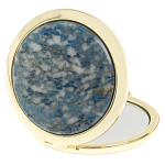 Зеркало карманное складное круглое из натурального камня Лазурит в подарочной упаковке Gold Stone Mirrors варинант исполнения - 2 | Loft Concept в Новосибирске