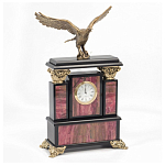 Часы настольные из родонита и бронзы с декором в виде орла Eagle Stone Clock варинант исполнения - 2 | Loft Concept в Новосибирске