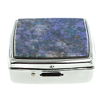 Таблетница карманная квадратная c 2-мя отделениями с зеркалом и накладкой из натурального камня Лазурит Silver Stone Pillboxes варинант исполнения - 3 | Loft Concept в Новосибирске
