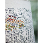 Настольная лампа с принтом на белом тканевом абажуре Roof Garden Lamp варинант исполнения - 4 | Loft Concept в Новосибирске