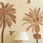 Обои с вышивкой ручной работы Deco Palms Raffia on linen варинант исполнения - 1 | Loft Concept в Новосибирске