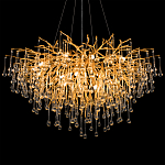 Люстра подвесная с прозрачными стеклянными подвесками в форме капель Диаметр 100 см Droplet Chandelier варинант исполнения - 8 | Loft Concept в Новосибирске