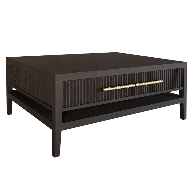 Кофейный стол Primo с двумя ящиками Темный орех Орех Золотой в Новосибирске | Loft Concept 