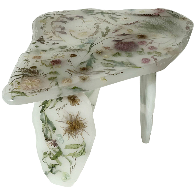 Журнальный стол из эпоксидной смолы с цветами White Flowers Epoxy Resin Coffee Table Белый матовый Мульти Журнальный стол из эпоксидной смолы с цветами White Flowers Epoxy Resin Coffee Table Белый матовый Мульти в Новосибирске | Loft Concept