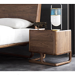 Прикроватный деревянный столик с 2-мя ящиками Moon Walnut Furniture варинант исполнения - 2 | Loft Concept в Новосибирске