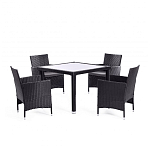 Обеденный комплект из искуственного ротанга Vintara черный варинант исполнения - 1 | Loft Concept в Новосибирске