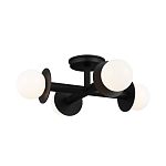 Потолочный светильник с тремя белыми матовыми стеклянными плафонами в форме шаров на черном основании Generation Lighting варинант исполнения - 2 | Loft Concept в Новосибирске