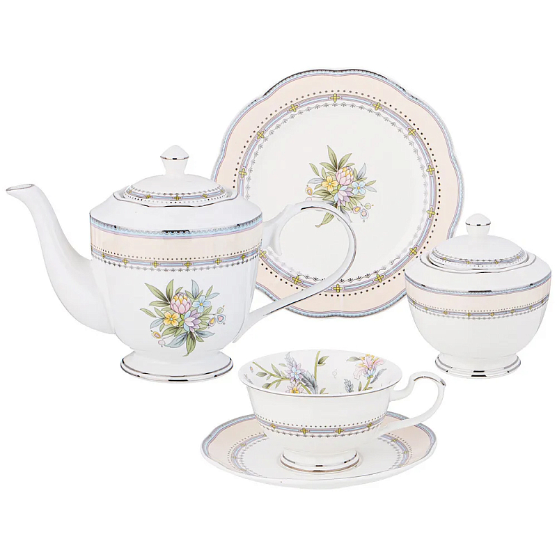 Чайный сервиз из фарфора на 6 персон 20 предметов Tea Flower Set Мульти в Новосибирске | Loft Concept 