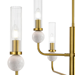 Люстра с 6-ю плафонами в форме стеклянных трубок и мраморных декоративных элементов Montreal варинант исполнения - 5 | Loft Concept в Новосибирске