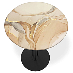 Стол журнальный круглый с бежевой столешницей из стекла Beige Marble варинант исполнения - 2 | Loft Concept в Новосибирске