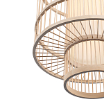 Подвесной светильник из деревянных прутьев с плафоном из натуральной ткани Light Inside the Cell варинант исполнения - 6 | Loft Concept в Новосибирске