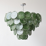 Люстра из зеленых стеклянных дисков с перламутровым эффектом Green Glowing Glaze варинант исполнения - 5 | Loft Concept в Новосибирске