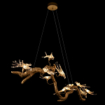 Люстра подвесная линейная с прозрачными стеклянными птичками на ветвях Serip Voa варинант исполнения - 5 | Loft Concept в Новосибирске