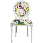 Стул светло-серый из натурального бука с изображением птиц и цветов Blooming Red Birds варинант исполнения - 1 | Loft Concept в Новосибирске