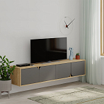 ТВ-тумба подвесная цвета древесины с 4-мя темно-серыми дверцами SPARK TV STAND OAK ANTHRACITE варинант исполнения - 3 | Loft Concept в Новосибирске