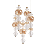 Люстра с плафонами из прозрачного и янтарного стекла в виде шаров и ромбов Gabriel Scott Luna варинант исполнения - 1 | Loft Concept в Новосибирске