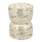 Приставной столик с мозаичным рисунком из раковин устриц Bone Inlay варинант исполнения - 1 | Loft Concept в Новосибирске