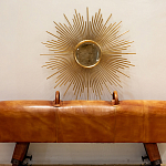 Зеркало-солнце круглое в раме из металла с золотыми с лучами Rays of Peace варинант исполнения - 2 | Loft Concept в Новосибирске