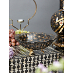 Блюдо черного цвета из фрафора на бронзовых ножках Eden Garden porcelain and bronze варинант исполнения - 3 | Loft Concept в Новосибирске