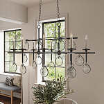 Люстра подвесная с 8-ю лампами и стеклянными круглыми подвесками Currey & Company варинант исполнения - 3 | Loft Concept в Новосибирске