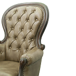 Кресло кожаное с мягкими подлокотниками на 4-х деревянных ножках Evelyn Classical Armchair варинант исполнения - 5 | Loft Concept в Новосибирске