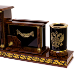 Настольный письменный набор с часами из природного камня обсидиана Royal Set варинант исполнения - 3 | Loft Concept в Новосибирске