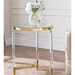 Золотой приставной столик с круглой стеклянной столешницей Weightless Table варинант исполнения - 8 | Loft Concept в Новосибирске