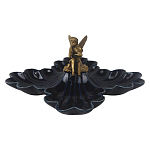 Менажница темно-синяя фарфоровая с бронзовой фигуркой ангела Eden Garden варинант исполнения - 1 | Loft Concept в Новосибирске