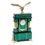 Часы настольные из натурального камня Малахит с декором в виде орла Eagle Stone Clock варинант исполнения - 2 | Loft Concept в Новосибирске