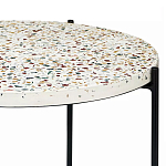 Кофейный столик с круглой разноцветной столешницей на 4-х черных ножках Multicolored Stone Composite варинант исполнения - 2 | Loft Concept в Новосибирске