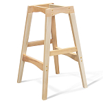 Барный стул со спинкой и подлокотниками на 4-х деревянных ножках Бежевый Велюр Ava Charm варинант исполнения - 3 | Loft Concept в Новосибирске