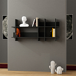 Полка прямая подвесная двухъярусная цвета антрацит BEADS BOOKCASE ANTHRACITE варинант исполнения - 1 | Loft Concept в Новосибирске
