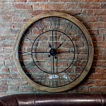 Часы настенные деревянные с римскими цифрами чёрного цвета Clock with History варинант исполнения - 2 | Loft Concept в Новосибирске