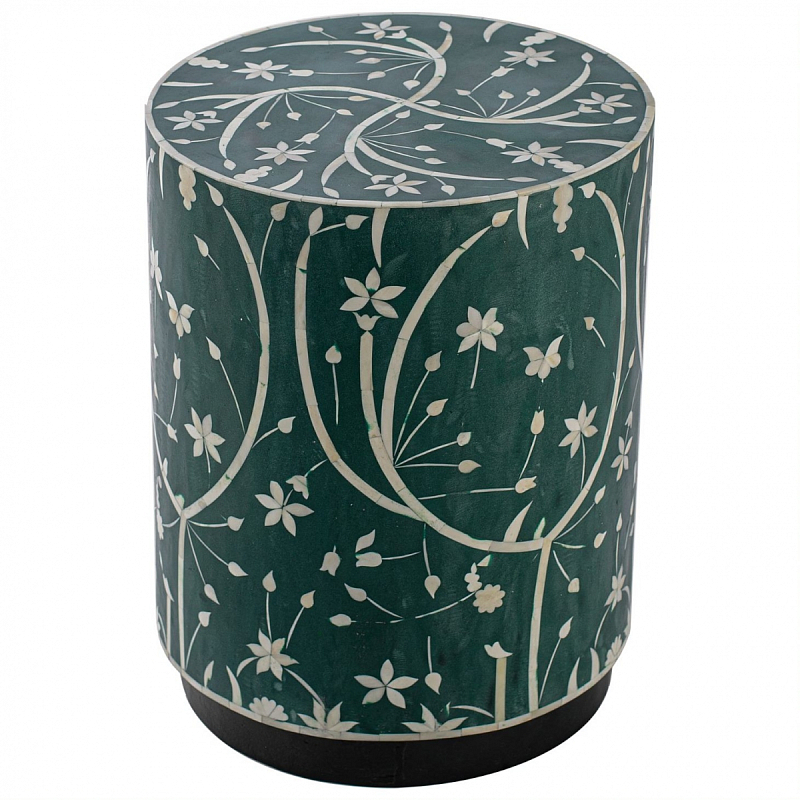 Табурет Green Flower Indian Bone Inlay stool Зеленый в Новосибирске | Loft Concept 