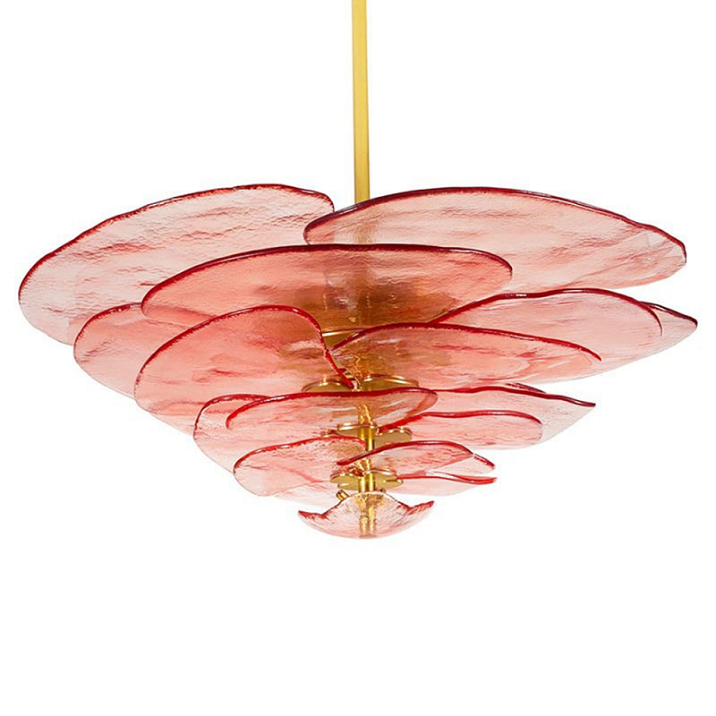 Люстра из розового стекла в форме листьев лотоса Glass Pink Sculpture Розовый Люстра из розового стекла в форме листьев лотоса Glass Pink Sculpture Розовый в Новосибирске | Loft Concept