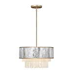 Люстра круглая с подвесками из текстурированного стекла молочного цвета Hinkley варинант исполнения - 9 | Loft Concept в Новосибирске