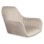 Барный стул со спинкой и подлокотниками на 4-х коричневых деревянных ножках Бежевый Велюр Ava Charm варинант исполнения - 5 | Loft Concept в Новосибирске