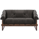 Двухместный диван Duncan винтажная черная кожа варинант исполнения - 1 | Loft Concept в Новосибирске