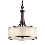 Люстра подвесная с двойным круглым плафоном из органзы и матового стекла Kichler варинант исполнения - 5 | Loft Concept в Новосибирске