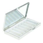 Таблетница карманная прямоугольная на 7 отделений с зеркалом и накладкой из натурального камня Содалит Silver Stone Pillboxes варинант исполнения - 2 | Loft Concept в Новосибирске