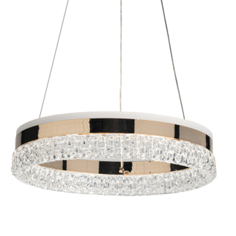 Люстра в виде кольца золотого цвета с прозрачными вставками Radiant Rail Прозрачный Золотой в Новосибирске | Loft Concept 