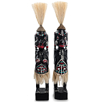 Комплект из 2-х деревянных статуэток Asmat Straw Headdress Statuettes Black Turquoise варинант исполнения - 4 | Loft Concept в Новосибирске